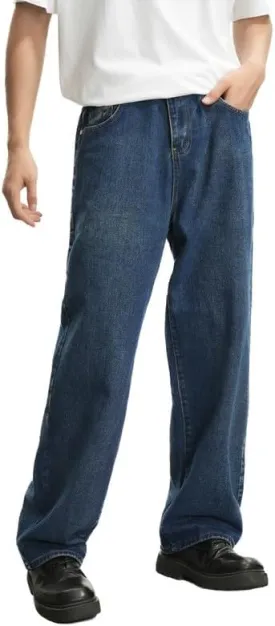Mens Baggy Hip Hop Jeans Wide Leg Streetwear Jeans Loose Fit Y2K Skater Denim Pants