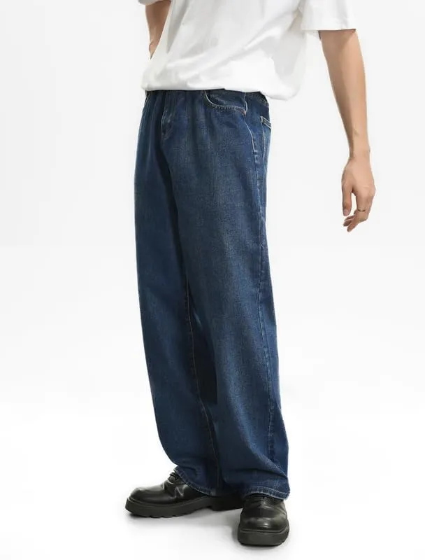 Mens Baggy Hip Hop Jeans Wide Leg Streetwear Jeans Loose Fit Y2K Skater Denim Pants