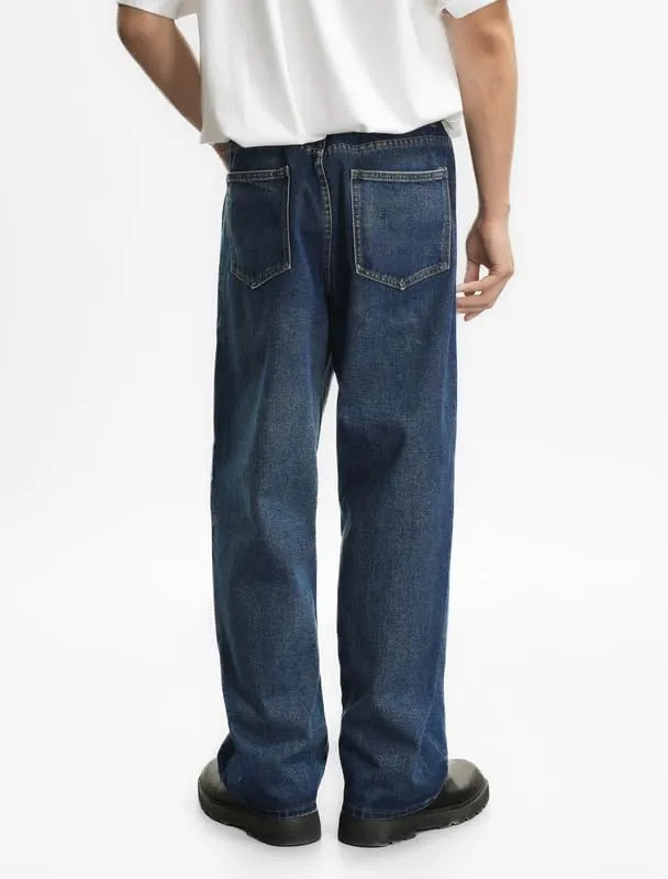 Mens Baggy Hip Hop Jeans Wide Leg Streetwear Jeans Loose Fit Y2K Skater Denim Pants