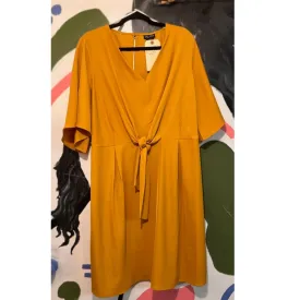 mustard faux wrap dress - US 20