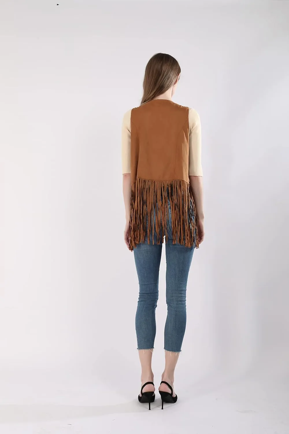 Paixpays New Tassels Fringe Sleeveless Vest Cardigan Waistcoat Jacket Outwear Tops