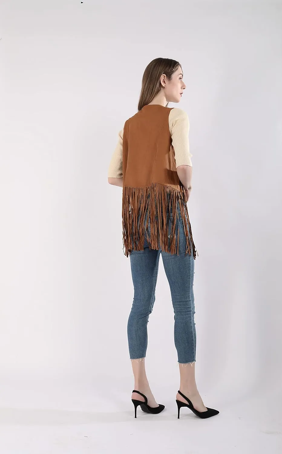 Paixpays New Tassels Fringe Sleeveless Vest Cardigan Waistcoat Jacket Outwear Tops