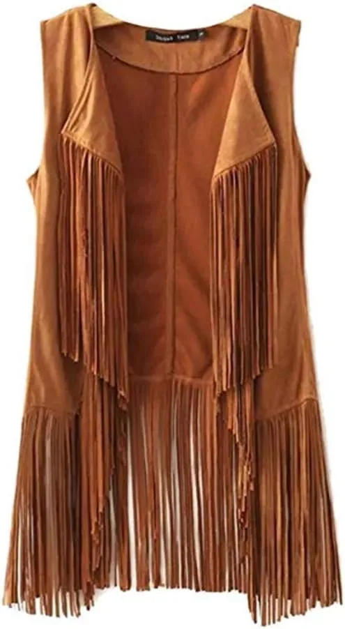 Paixpays New Tassels Fringe Sleeveless Vest Cardigan Waistcoat Jacket Outwear Tops
