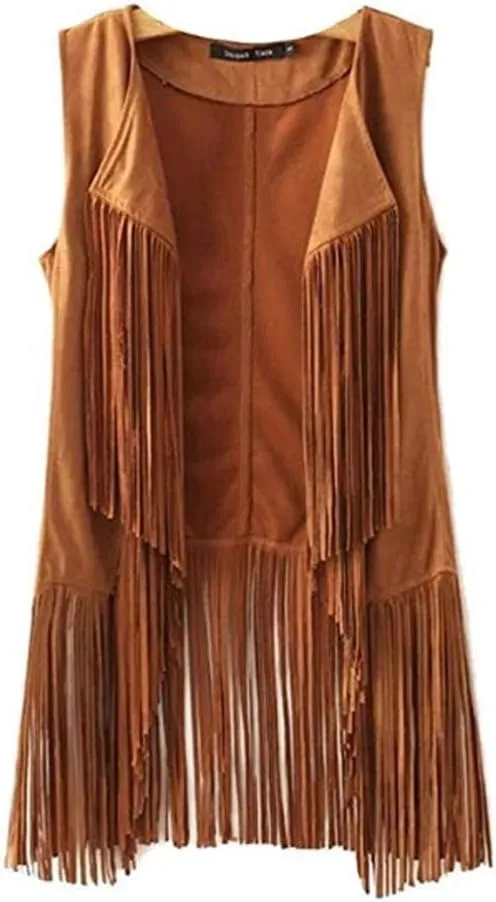 Paixpays New Tassels Fringe Sleeveless Vest Cardigan Waistcoat Jacket Outwear Tops