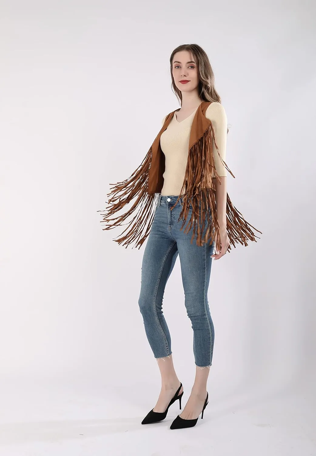 Paixpays New Tassels Fringe Sleeveless Vest Cardigan Waistcoat Jacket Outwear Tops