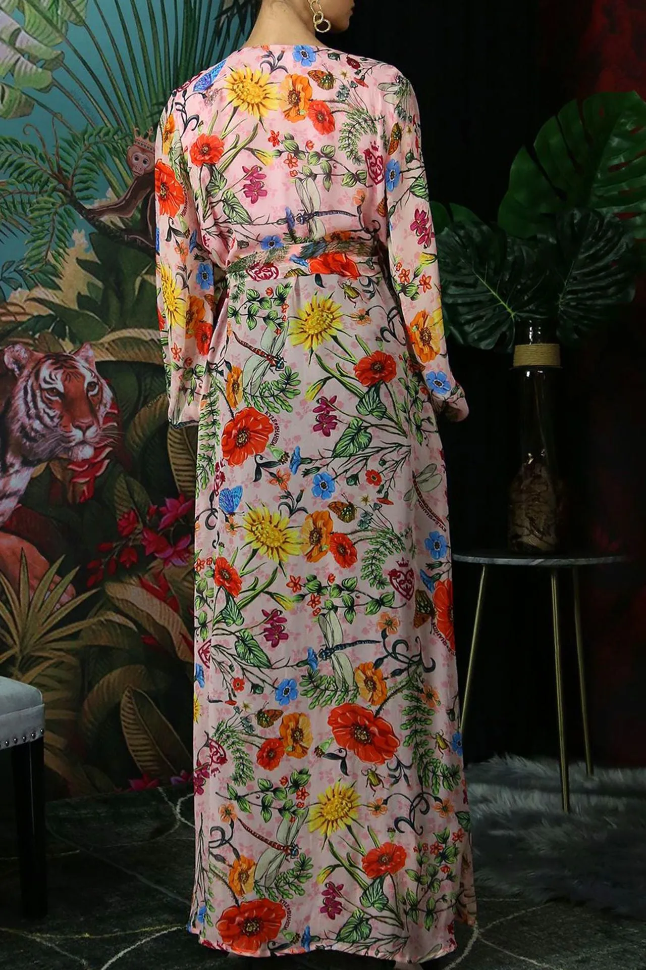 Pink Wrap Dress In Floral Print