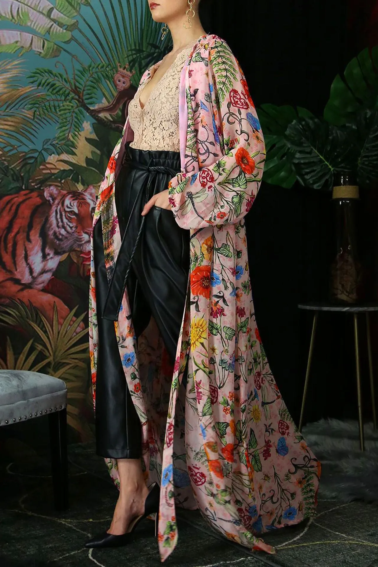 Pink Wrap Dress In Floral Print