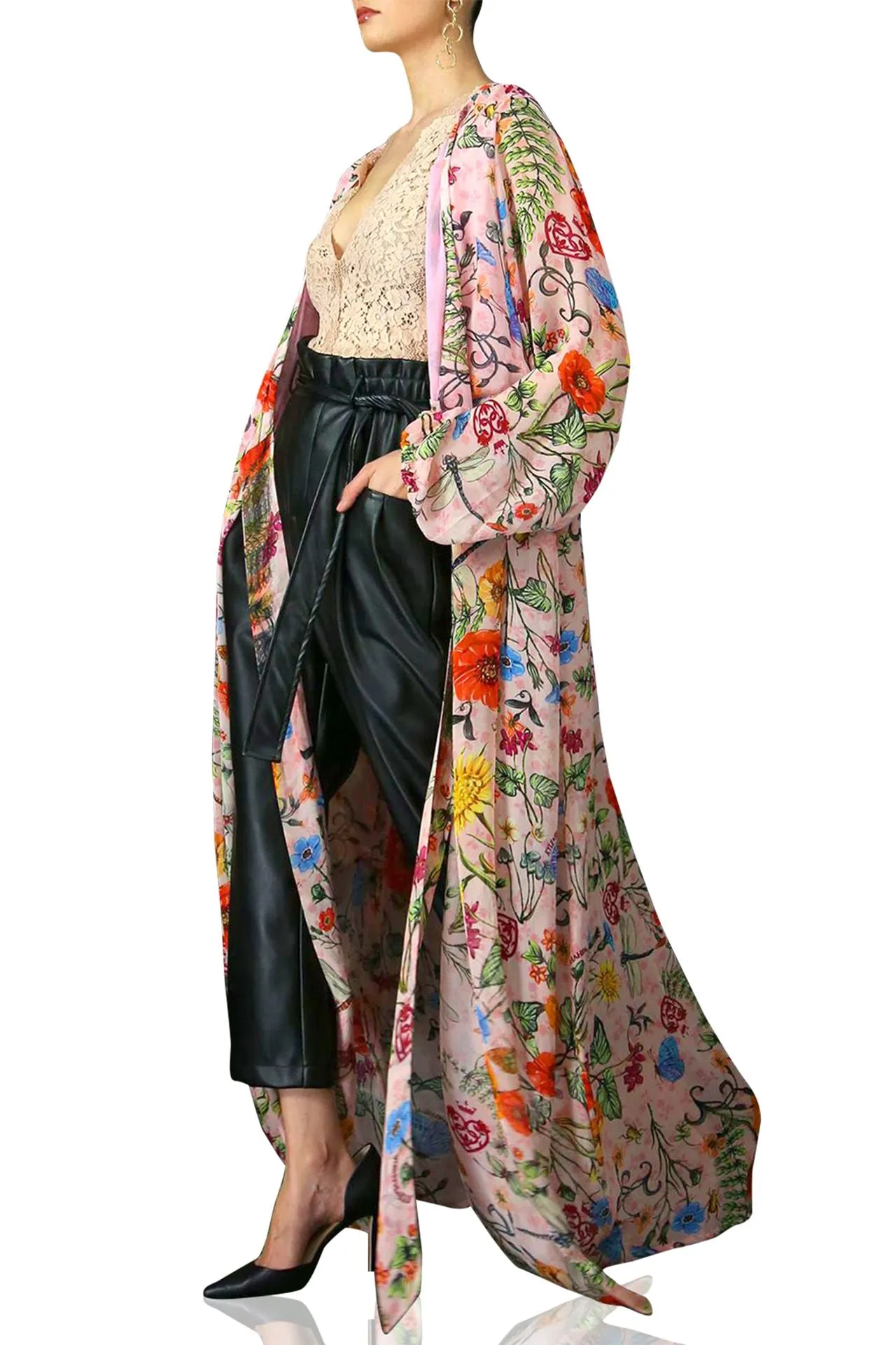 Pink Wrap Dress In Floral Print