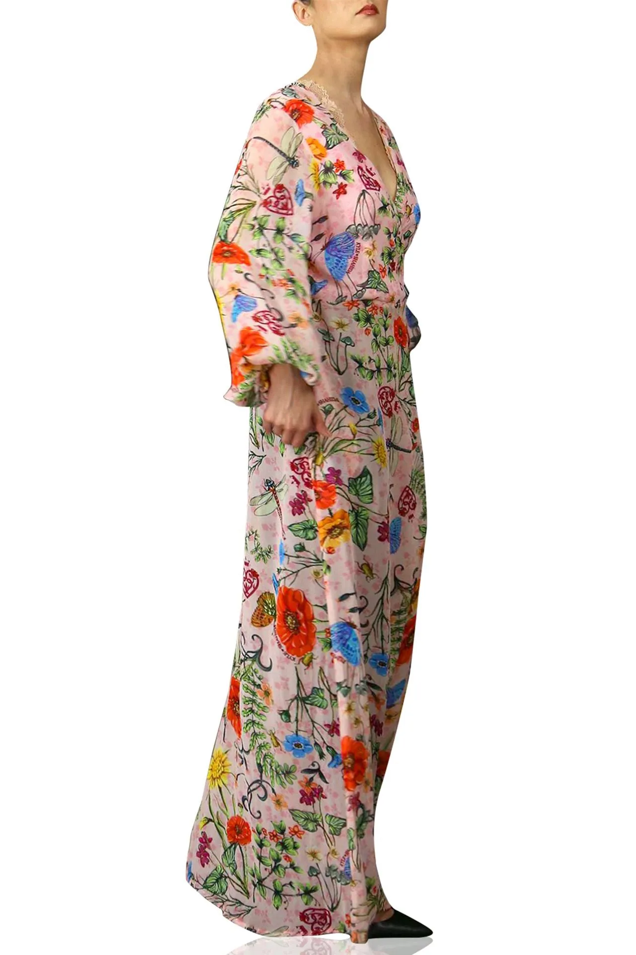 Pink Wrap Dress In Floral Print