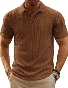 PJ PAUL JONES Mens Polo Shirts Short Sleeve Casual Collared Shirts Textured Stretchy Golf Shirts