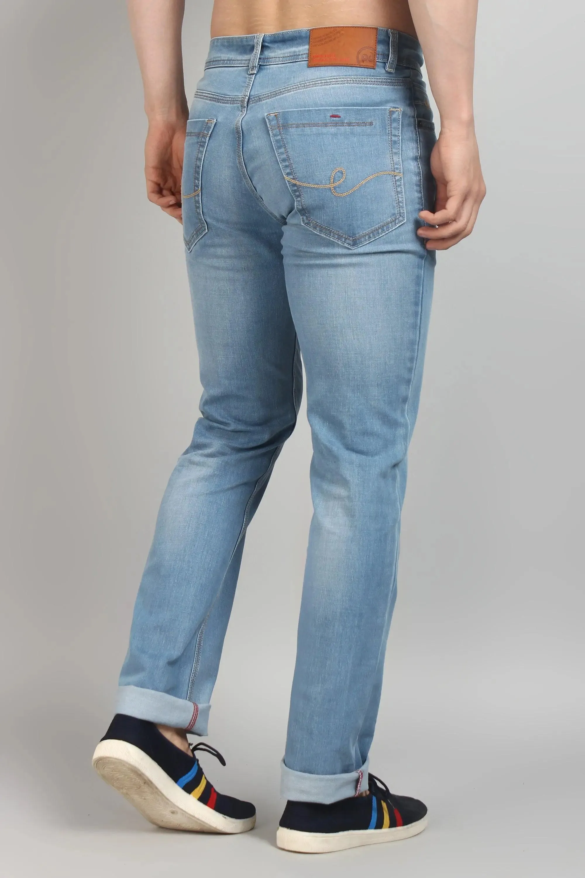 Relaxed Fit Light Blue Premium Denim Jeans For men