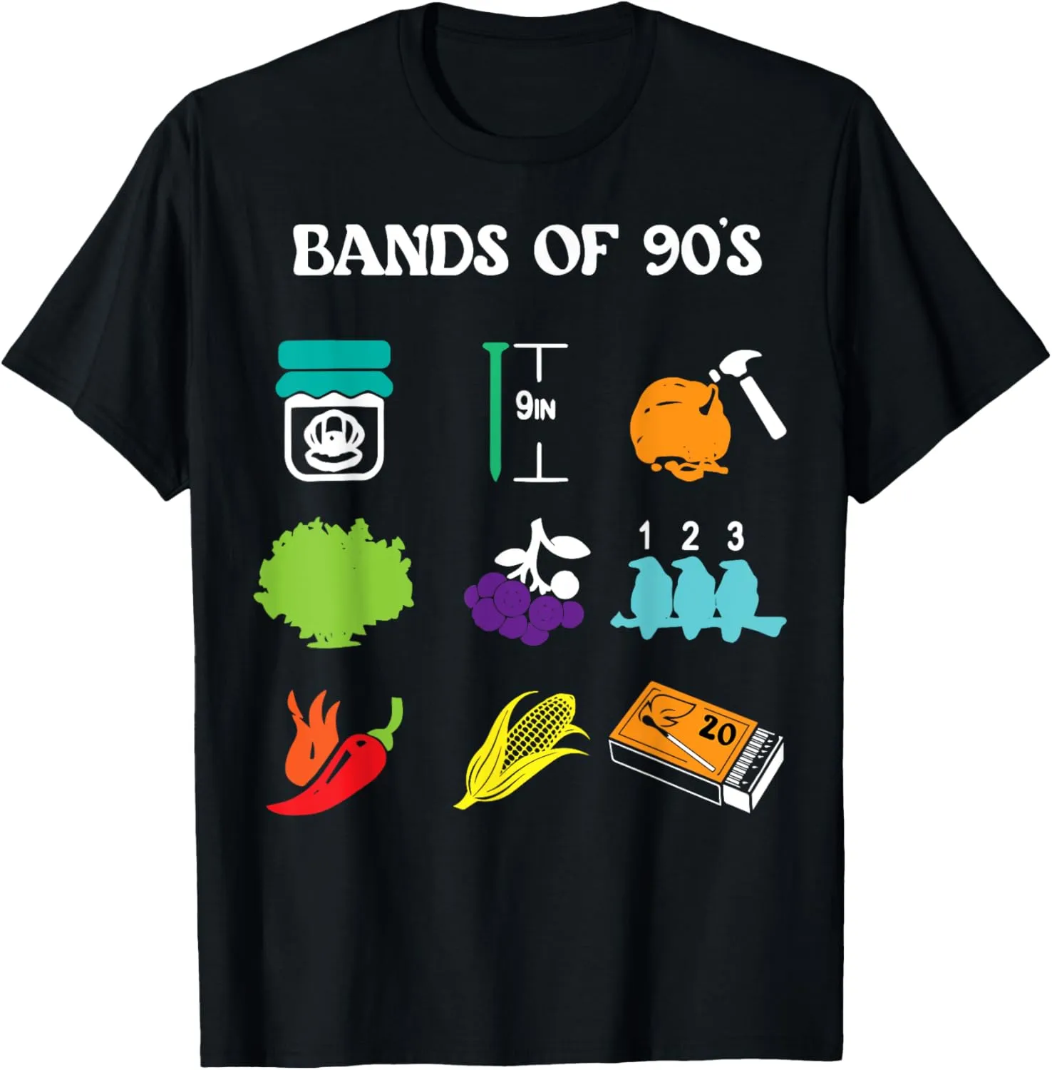 Retro 1990s Bands - Music - 90s Music Lover T-Shirt