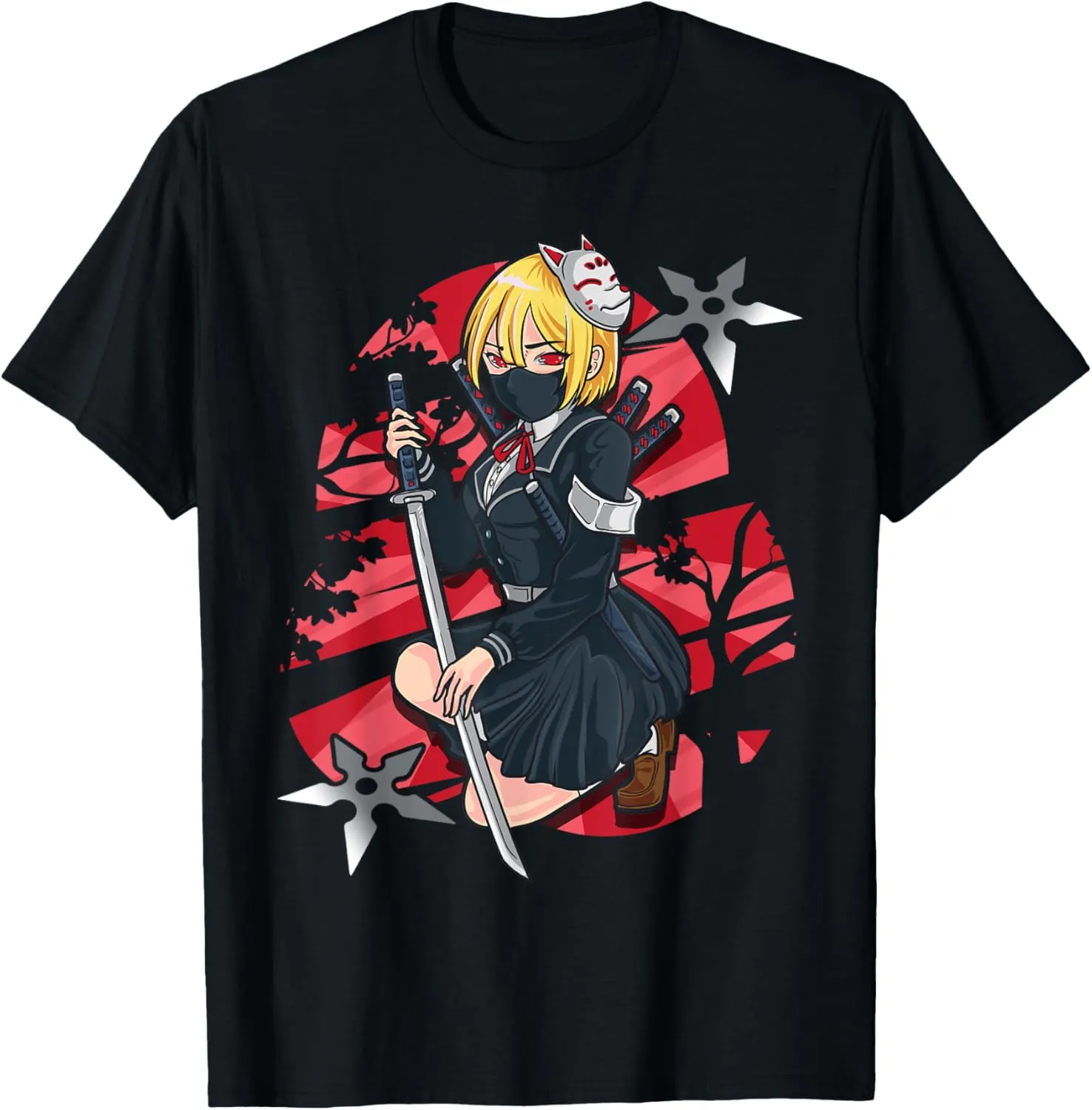 School Girl Ninja Japanese Aesthetic For Anime & Ninja Lover T-Shirt