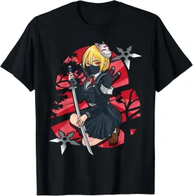 School Girl Ninja Japanese Aesthetic For Anime & Ninja Lover T-Shirt