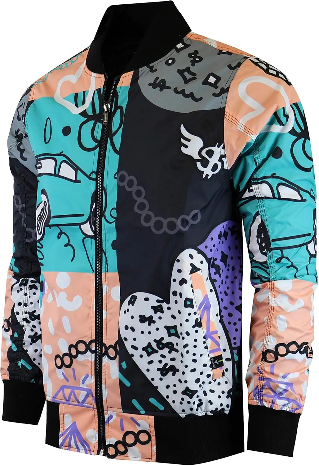 Screenshotbrand Lightweight Hooded Water Resistant Windbreaker - Zip-up Fashion Map Print Rain Jacket