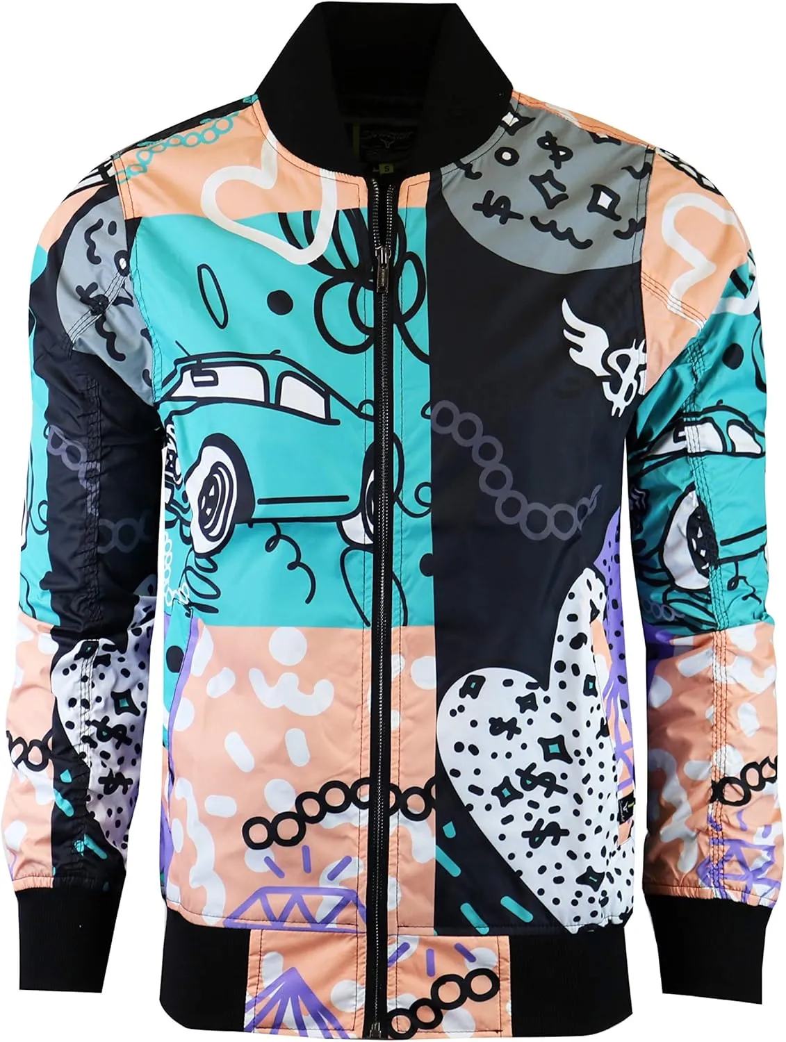Screenshotbrand Lightweight Hooded Water Resistant Windbreaker - Zip-up Fashion Map Print Rain Jacket