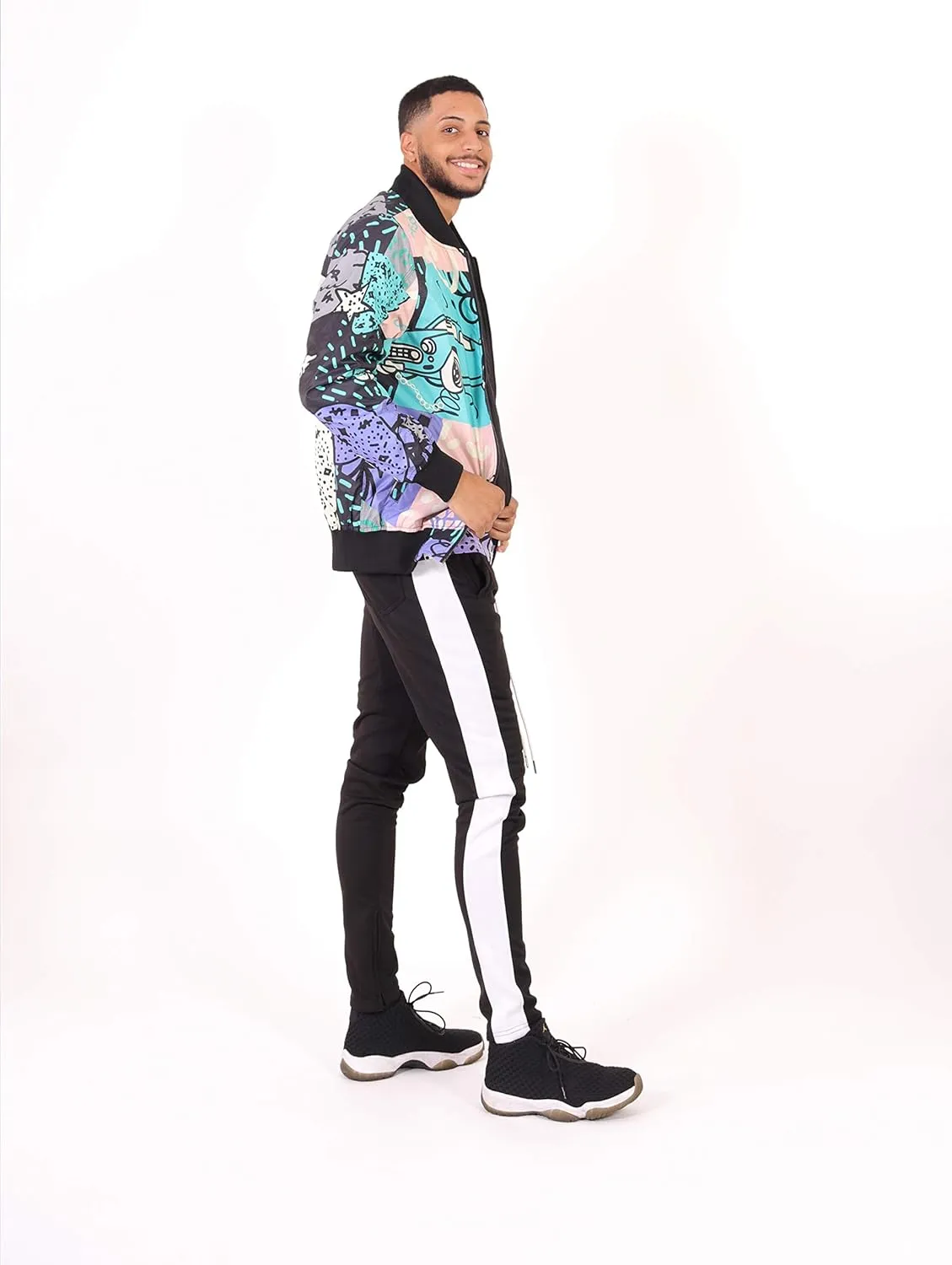 Screenshotbrand Lightweight Hooded Water Resistant Windbreaker - Zip-up Fashion Map Print Rain Jacket
