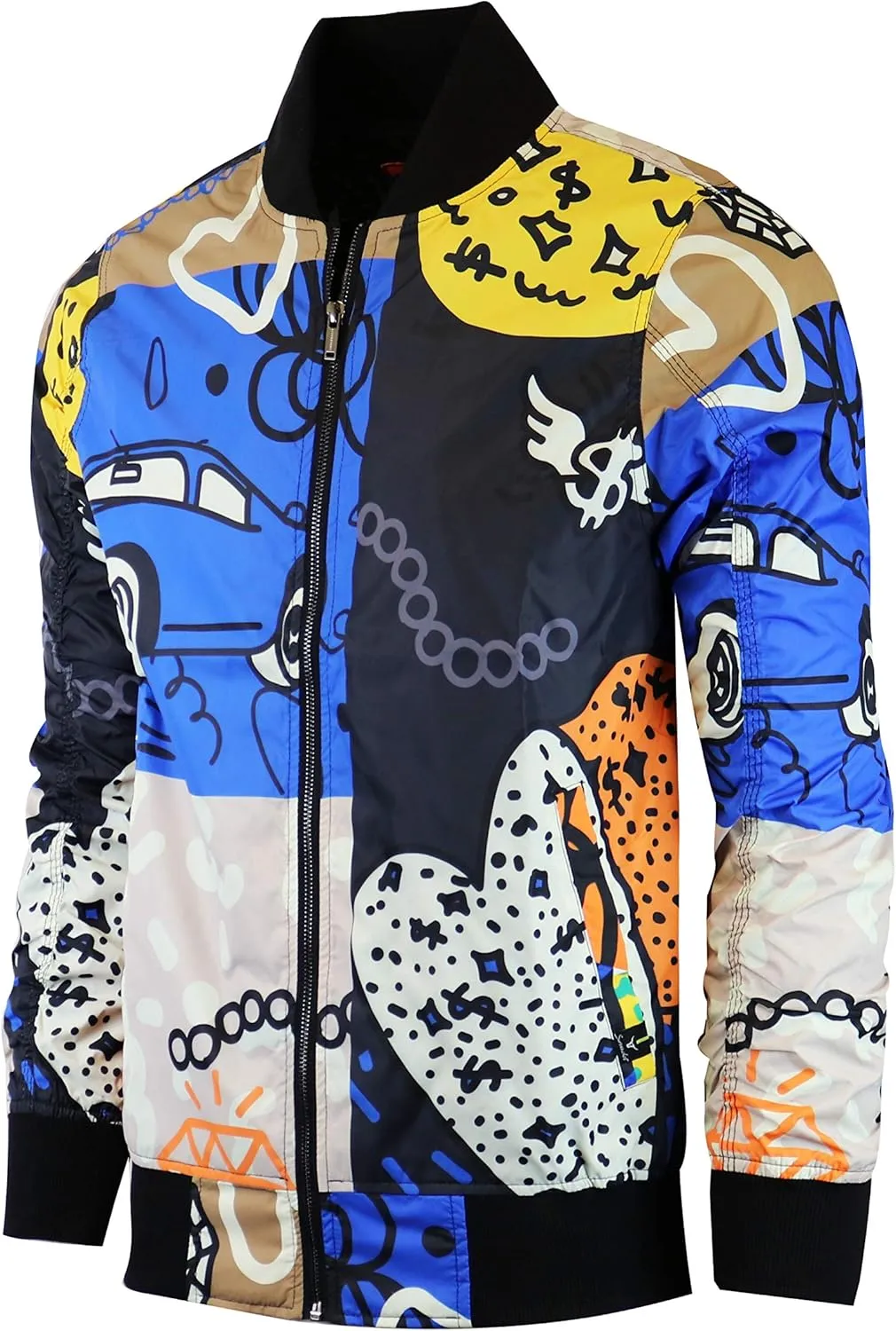 Screenshotbrand Lightweight Hooded Water Resistant Windbreaker - Zip-up Fashion Map Print Rain Jacket