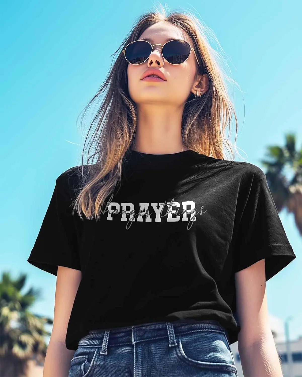 T Shirts for Women Graphic Tees Text Focus Crew Neck Short Sleeve Shirts for Women Abstract Casual T-Shirt