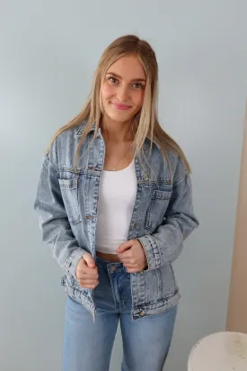 The Cutest Denim Button Down Oversized Jacket