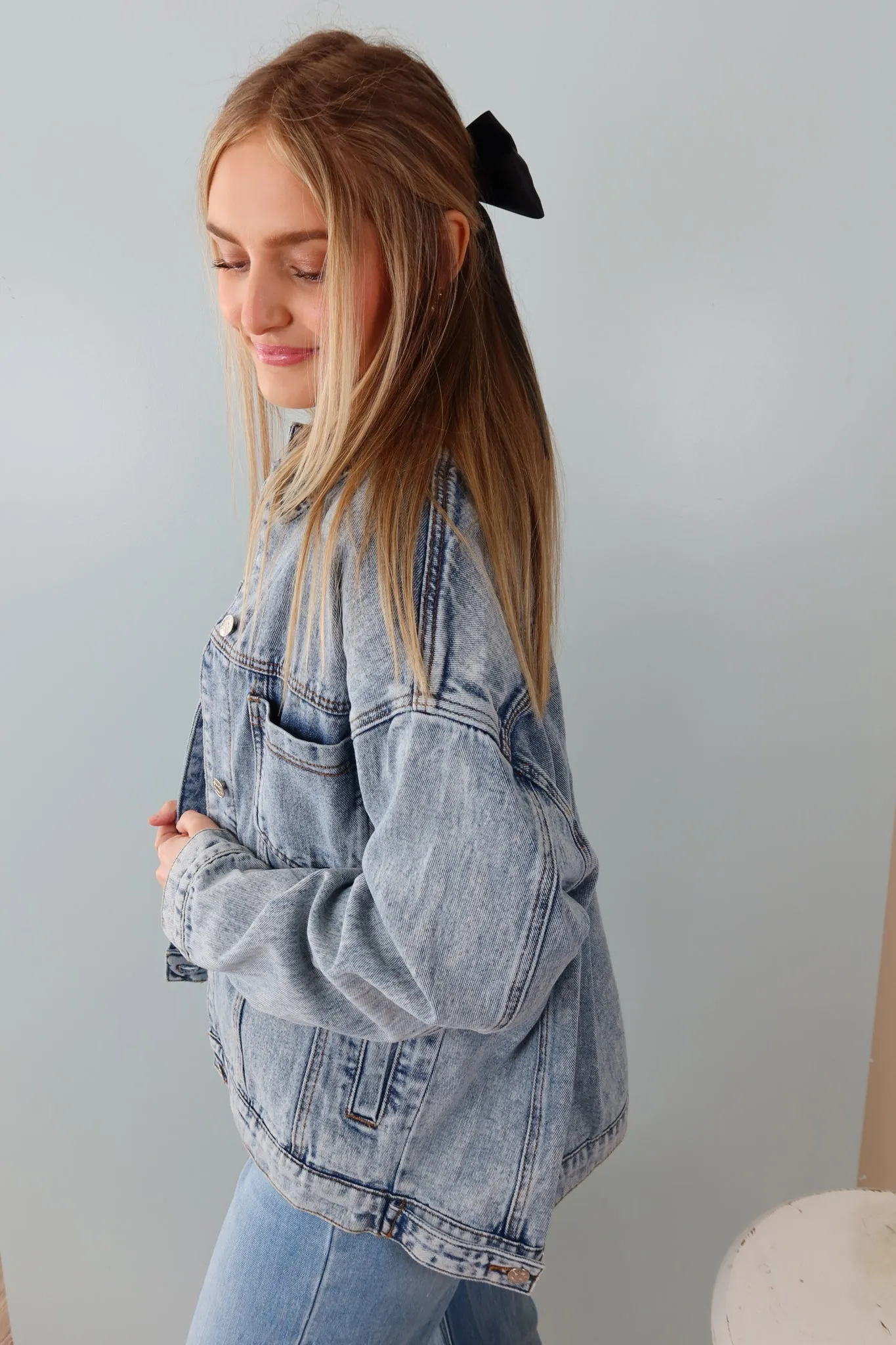 The Cutest Denim Button Down Oversized Jacket