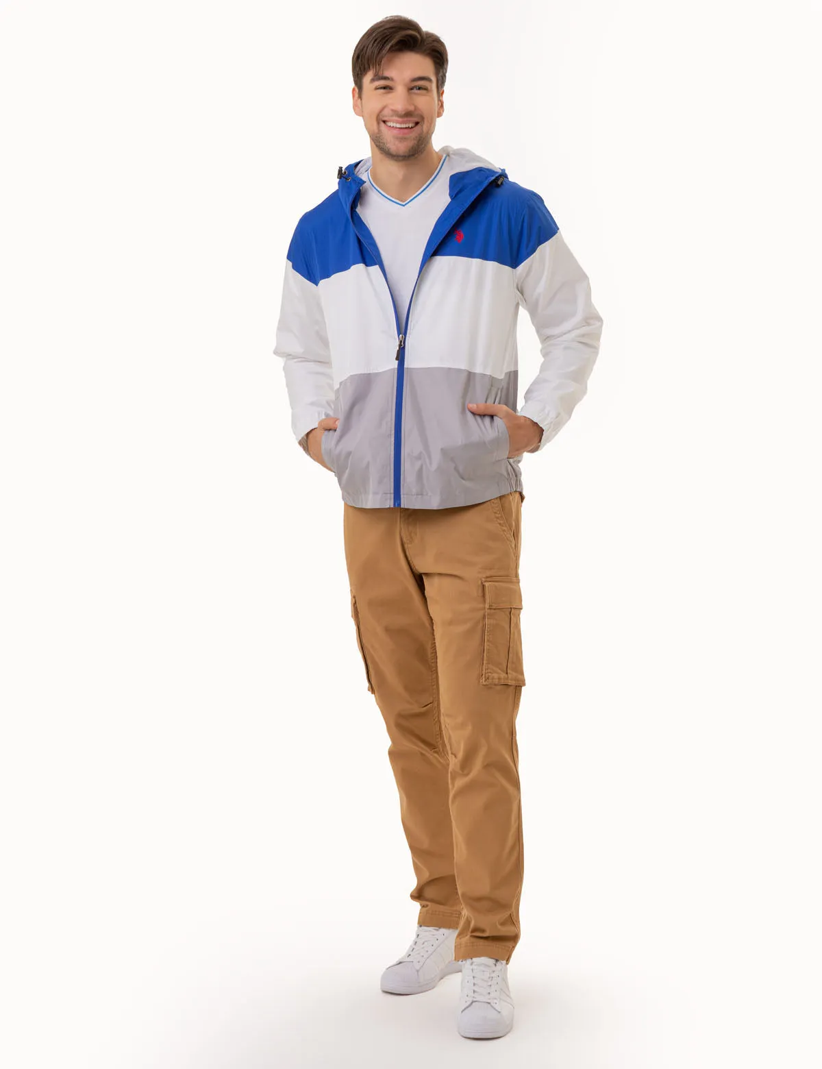TRI COLORBLOCK HEATHERED WINDBREAKER