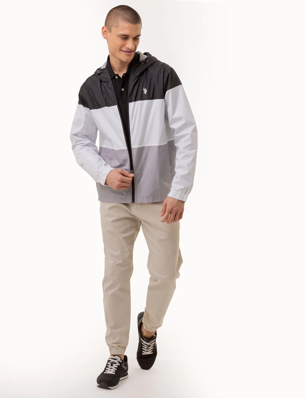 TRI COLORBLOCK HEATHERED WINDBREAKER