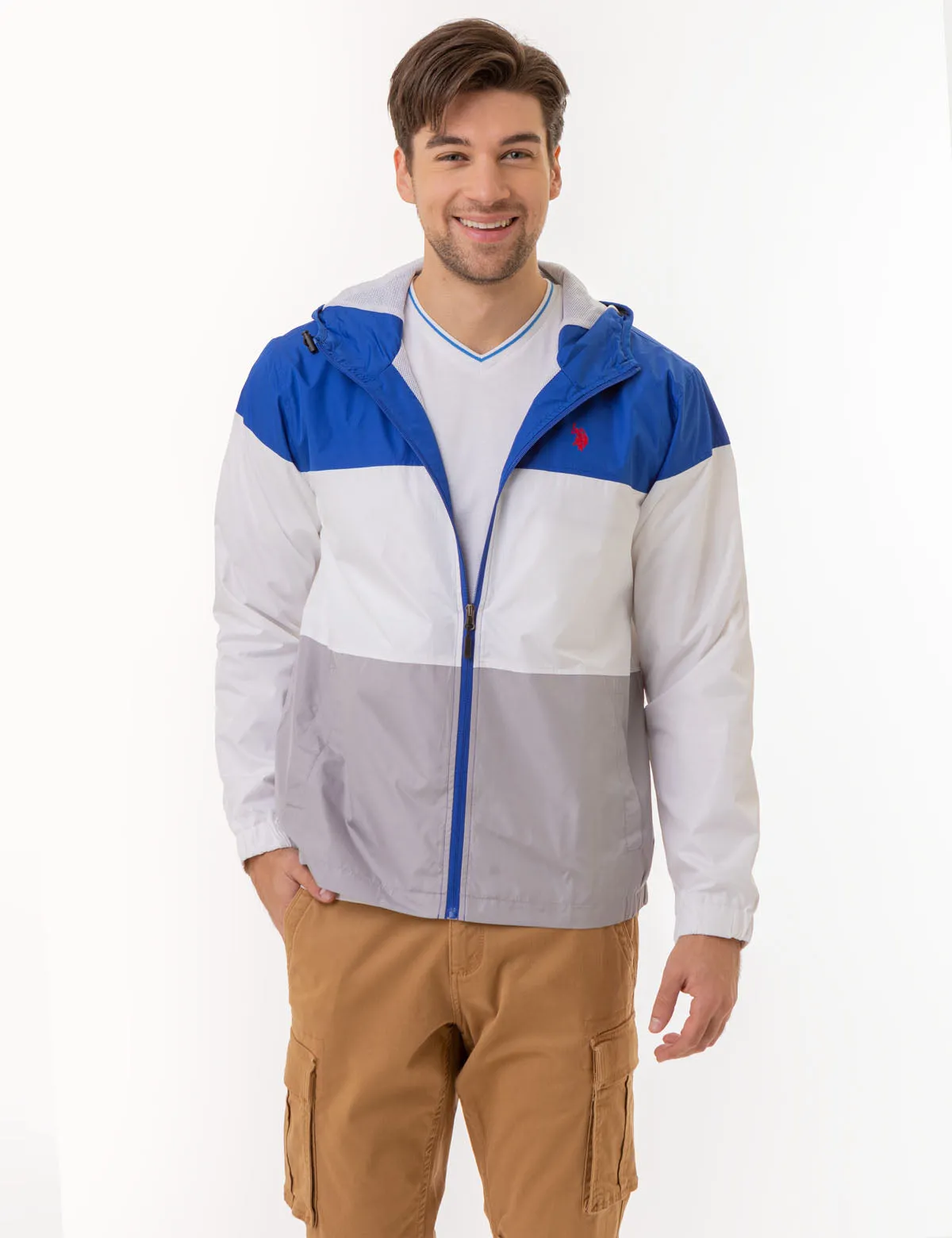 TRI COLORBLOCK HEATHERED WINDBREAKER