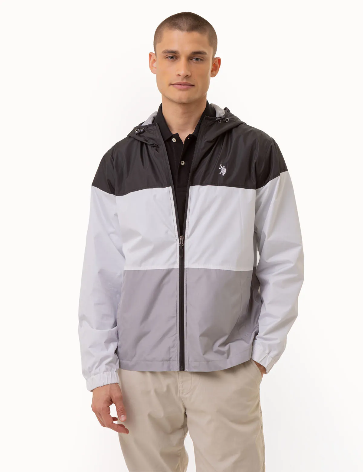 TRI COLORBLOCK HEATHERED WINDBREAKER