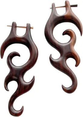 Tribal Organic Wooden Cool Stud Earrings Fake Gauges bohemian wing jewelry tattoo faux plugs tapers edgy earrings