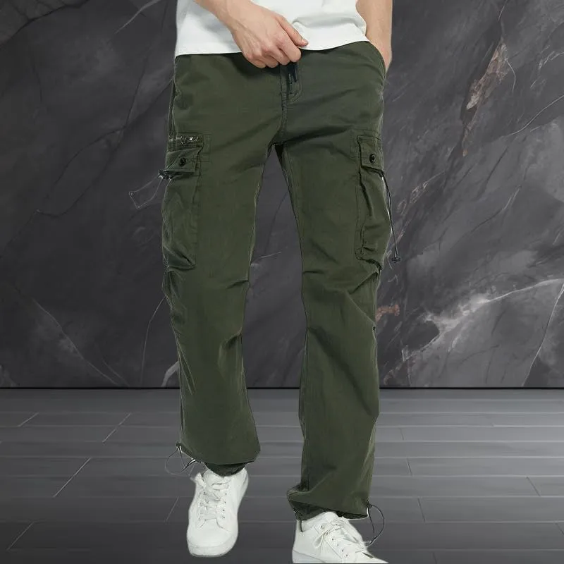 USTZFTBCL Men's Slim Fit Multi-Pocket Casual Cargo Pants Long