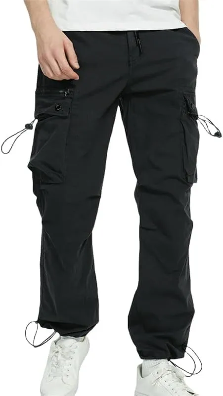 USTZFTBCL Men's Slim Fit Multi-Pocket Casual Cargo Pants Long