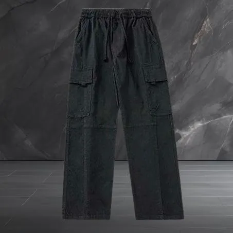 USTZFTBCL Men's Spring Summer Loose Fit Sports Outdoor Versatile American Style Cotton Casual Wide Leg Straight Cargo Pants