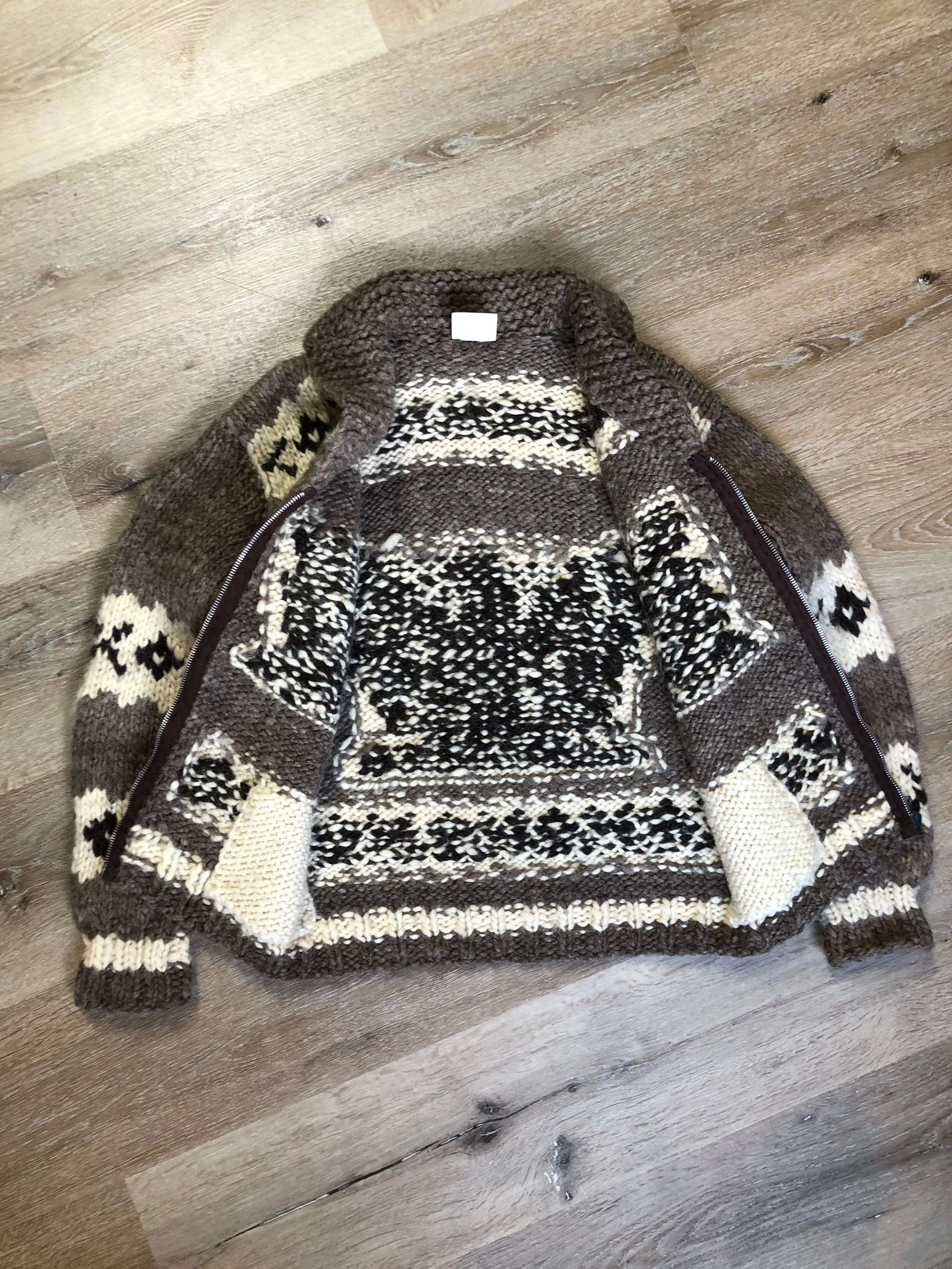 Vintage Cowichan Wool Zip Cardigan, SOLD