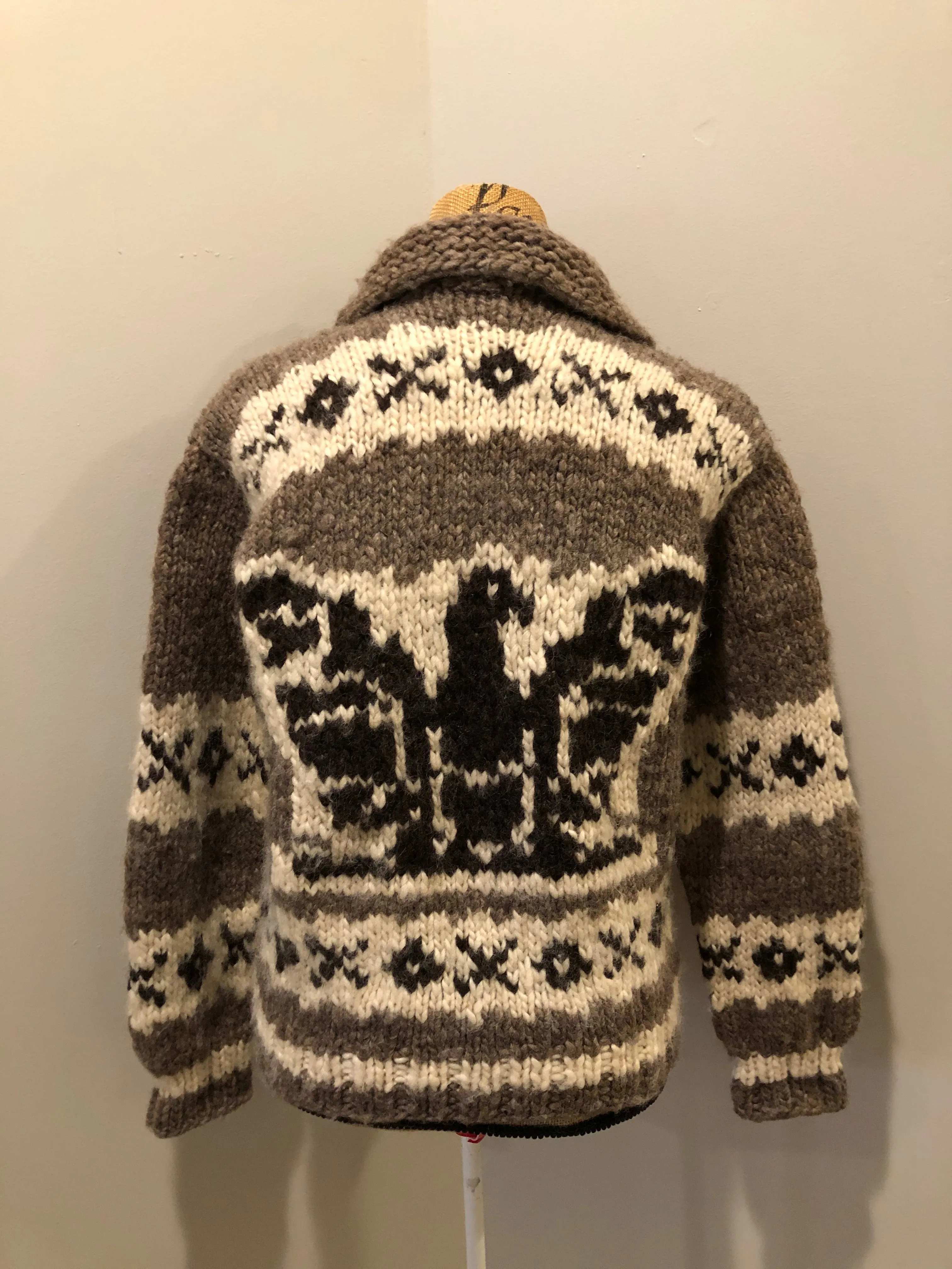 Vintage Cowichan Wool Zip Cardigan, SOLD