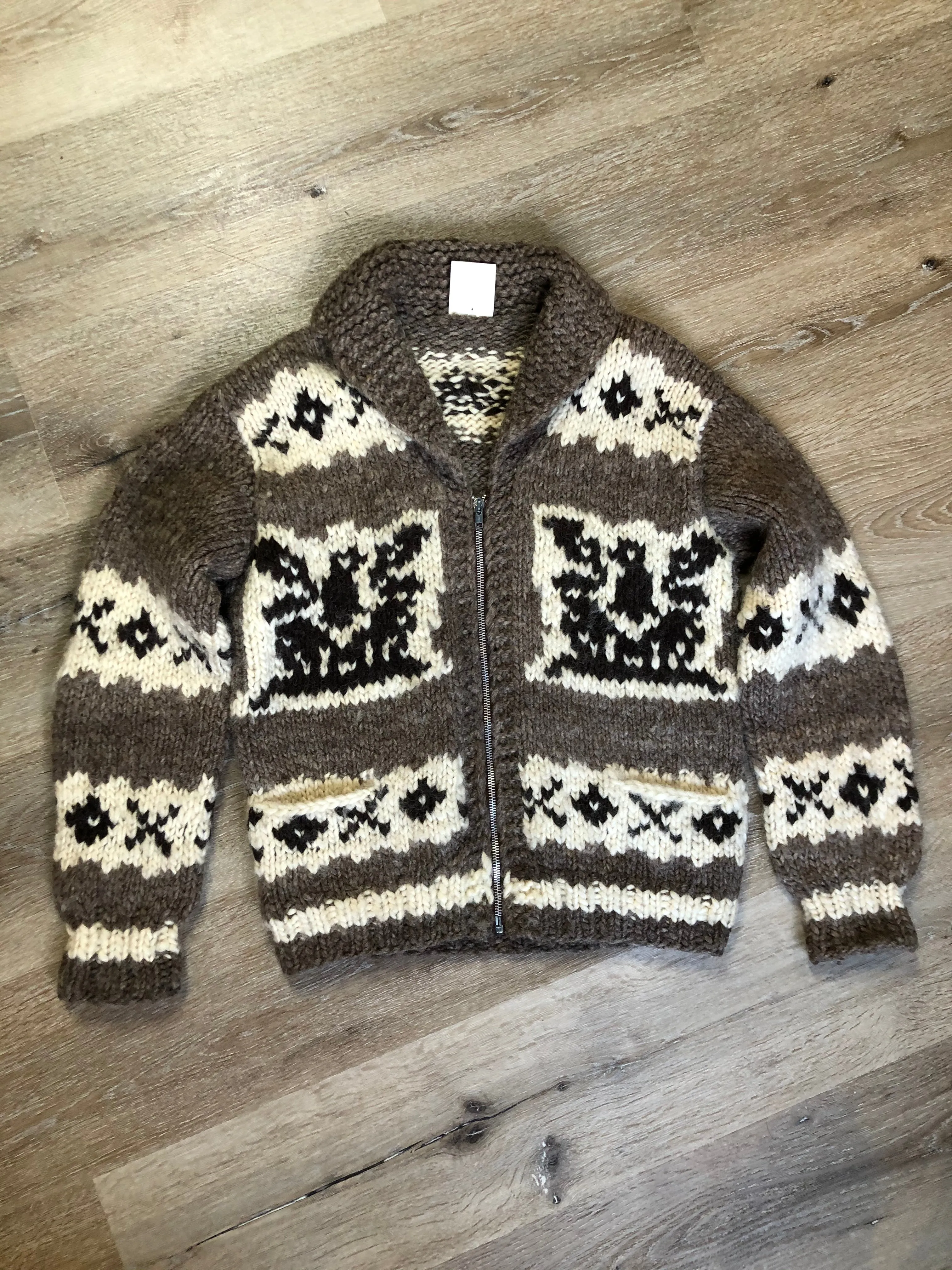 Vintage Cowichan Wool Zip Cardigan, SOLD