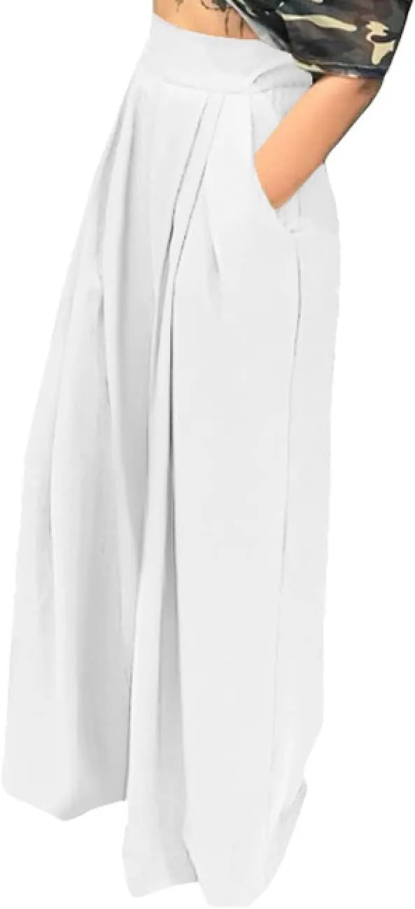 Wide Leg Palazzo Pants for Women, High Waist Business Casual Lounge Pants
