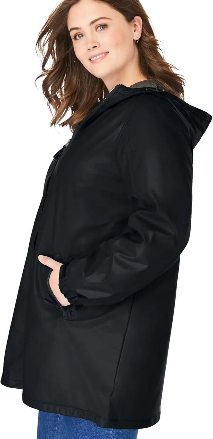 Woman Within Plus Size Hooded Slicker Raincoat