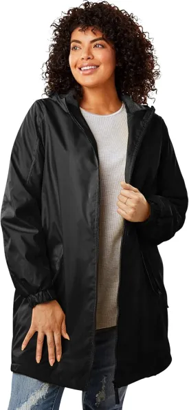 Woman Within Plus Size Hooded Slicker Raincoat