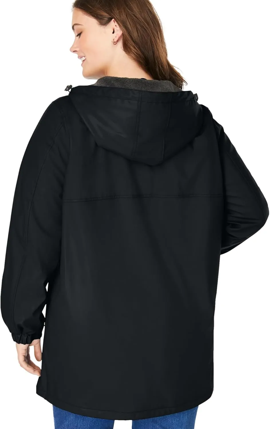 Woman Within Plus Size Hooded Slicker Raincoat