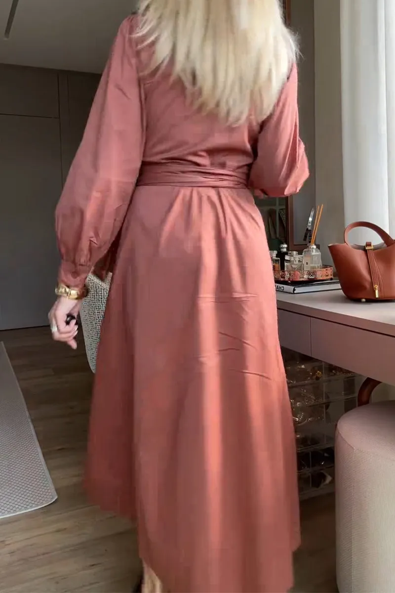 Women's Casual Lapel Waist Shirt Dress