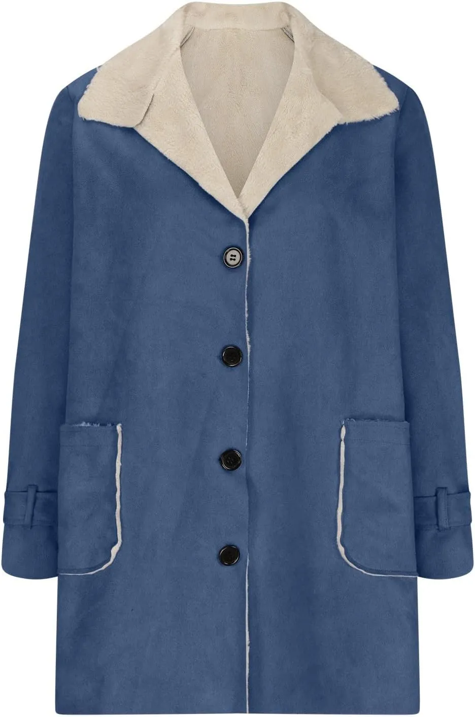 Womens Fleece Lined Jackets 2024 Winter Suede Coats Thickened Warm Sherpa Pea Coats Notch Lapel Vintage Outerwear