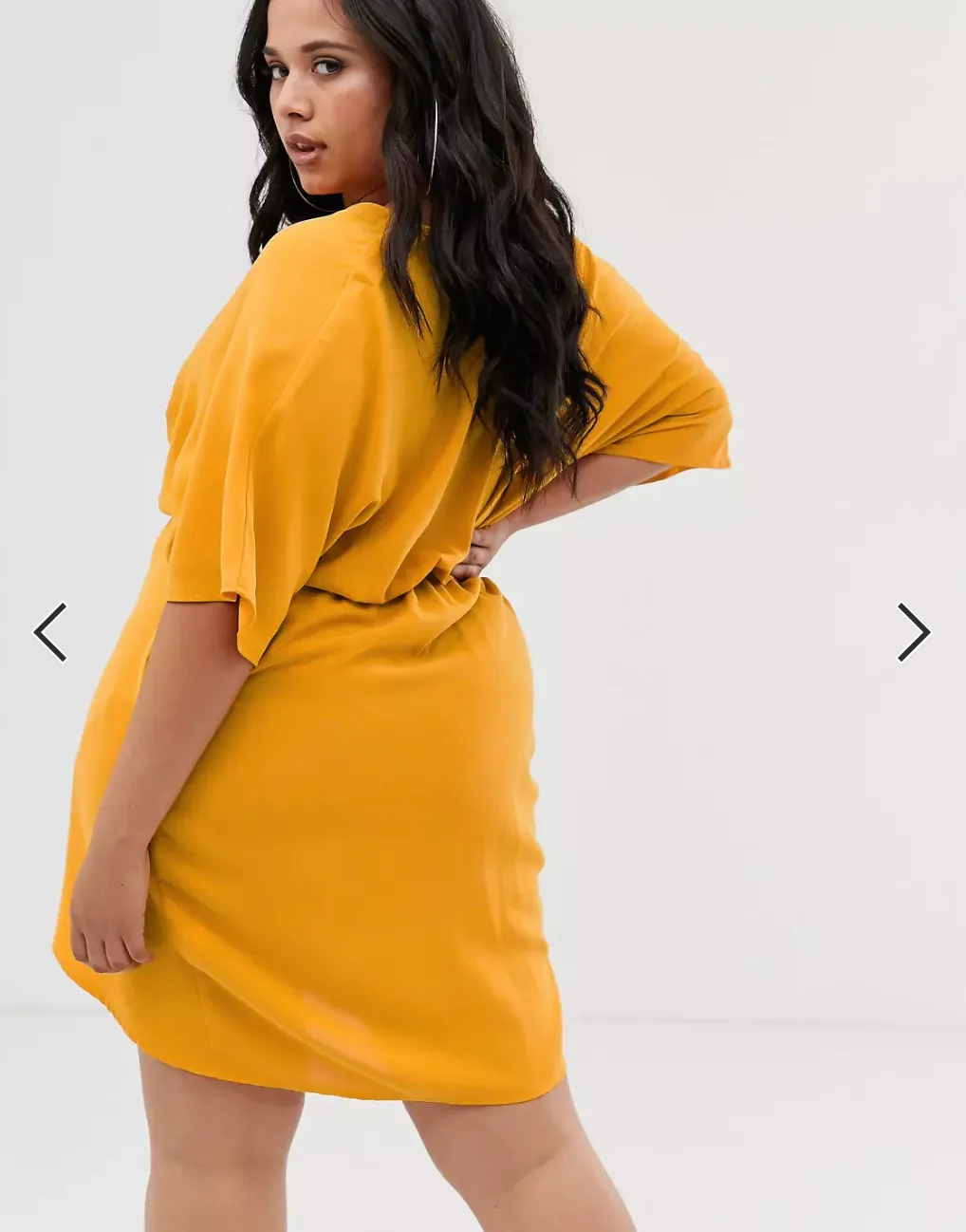 yellow faux wrap dress - US 16