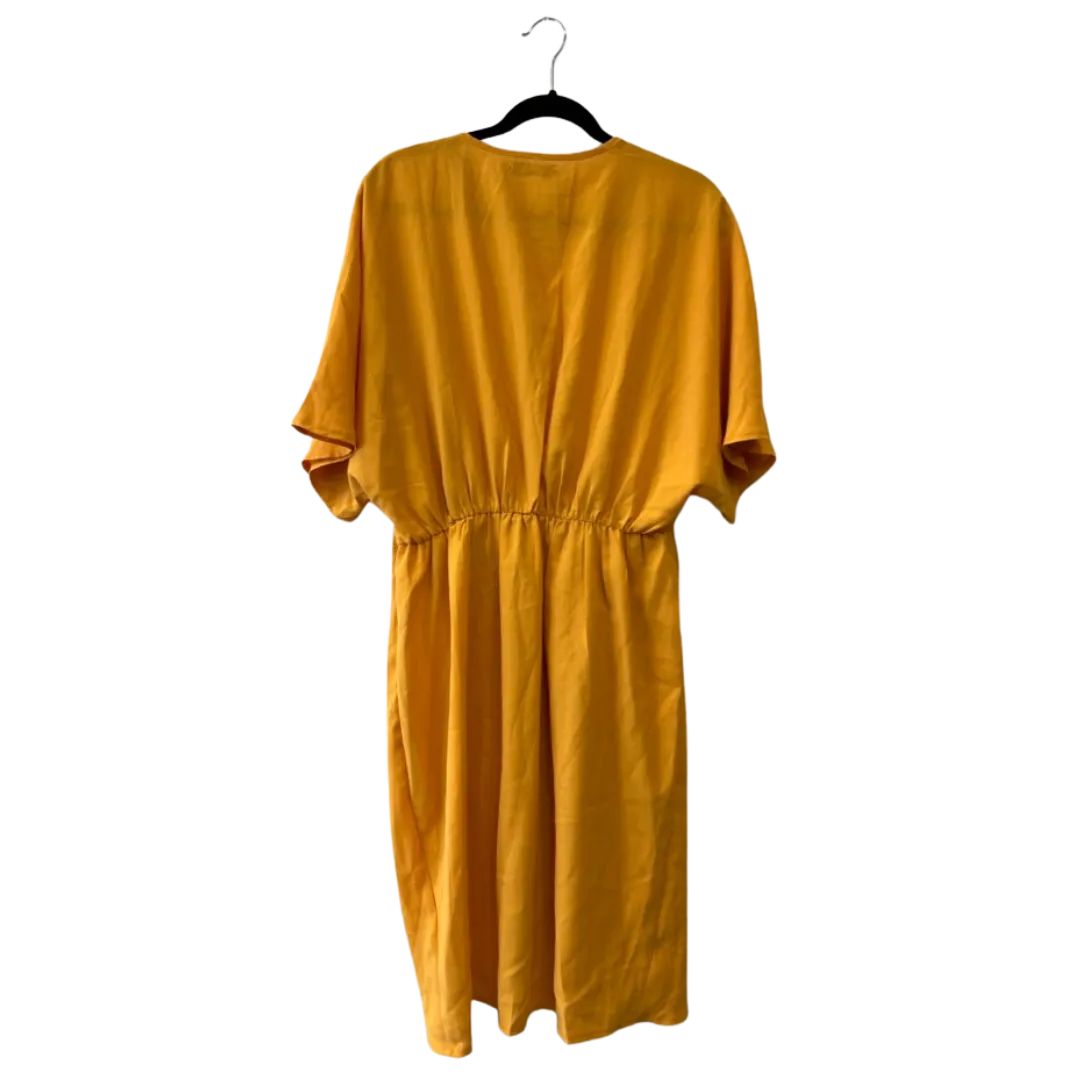 yellow faux wrap dress - US 16