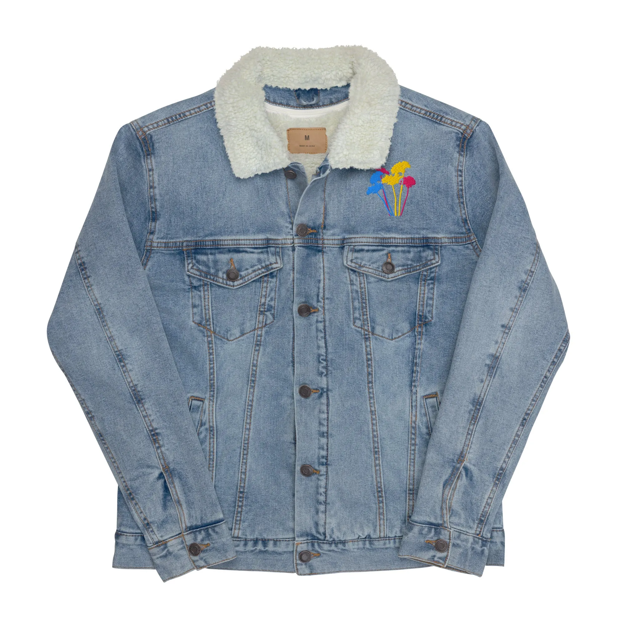 YOUR FLOWERS Unisex Denim Sherpa Jacket