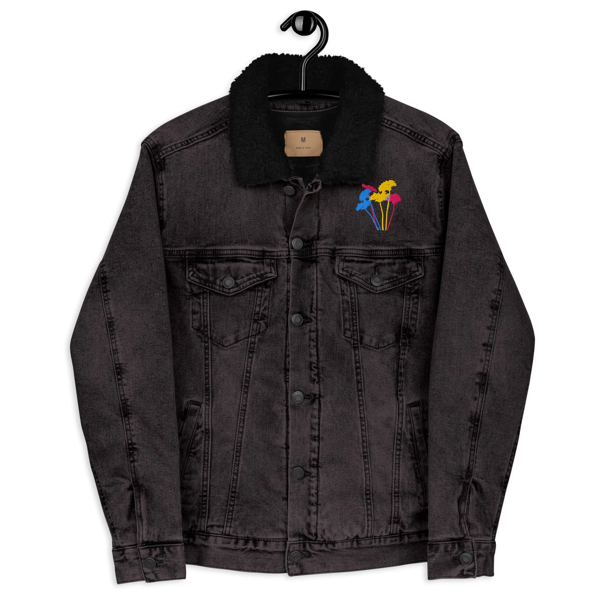 YOUR FLOWERS Unisex Denim Sherpa Jacket