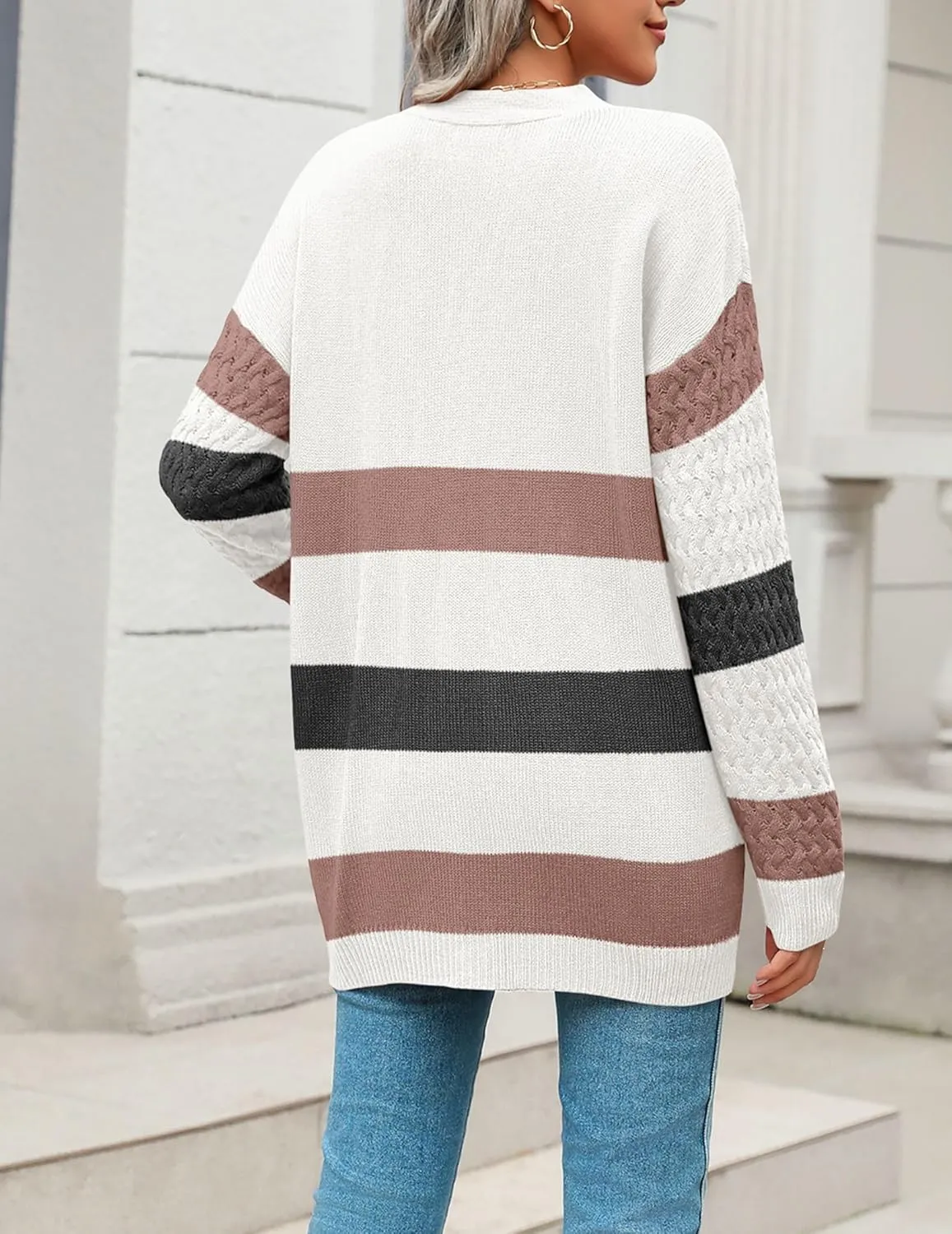 Zeagoo Womens 2025 Long Sleeve Chunky Cable Knit Fall Cardigans Sweaters Button Down Open Front Outerwear with Pockets