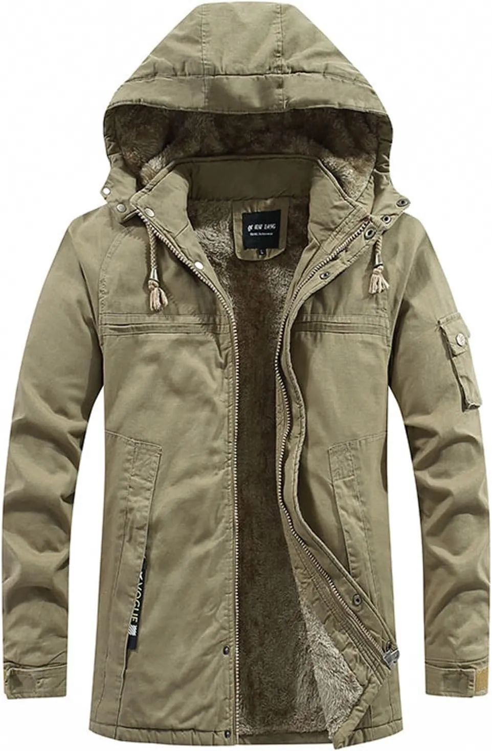 Zeiyignr Men's Winter Coat Military Jacket Fleece Lined Parka Cotton Cargo Jackets Thicken Snow Ski Coats Warm Hooded Coats