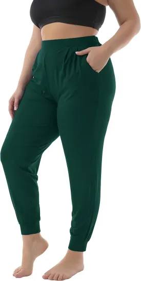 ZERDOCEAN Women's Plus Size Casual Lounge Pants Stretchy Relaxed Jogger Yoga Pants with Pockets